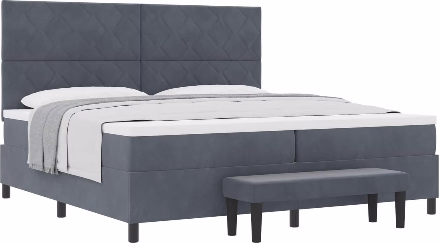 Letto a molle con materasso grigio scuro 200 x 200 cm in velluto