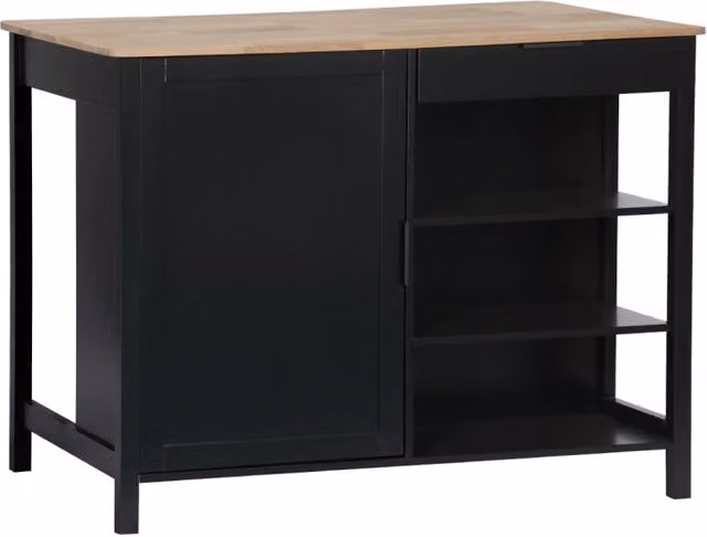 Isola da cucina moderna Sweeek in legno MDF laccato nero L: 120 cm, P: 75 cm, H: 90 cm