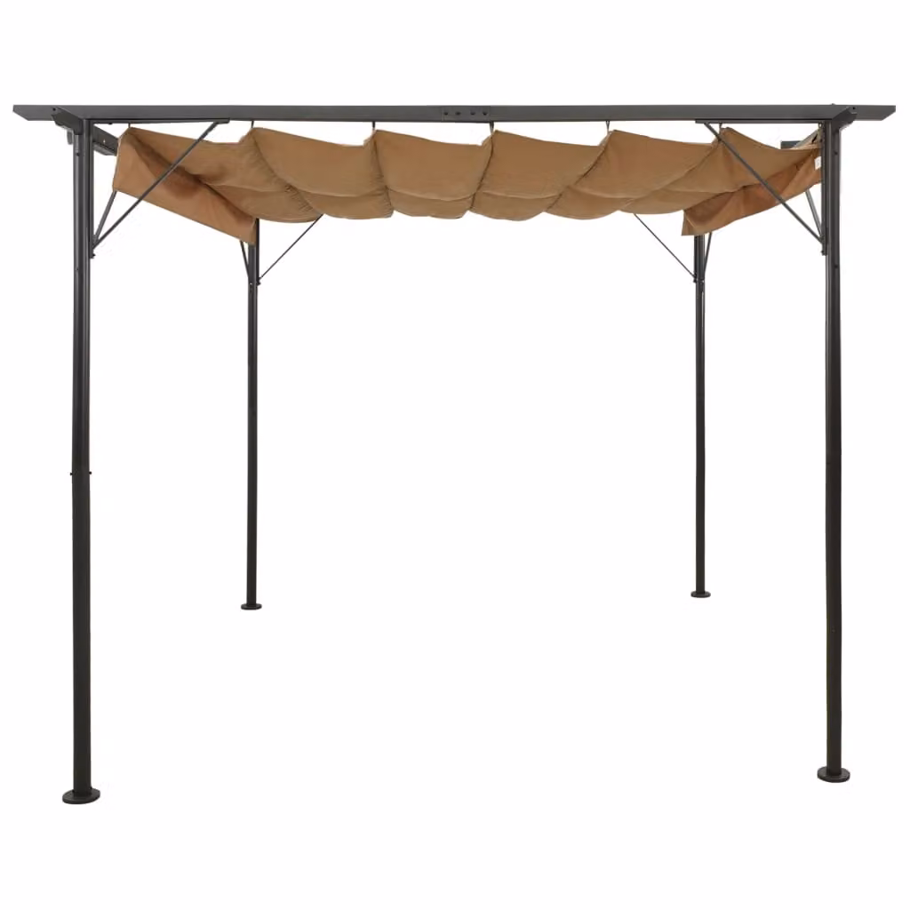 Pergola con tetto retrattile Taupe 3x3 m acciaio 180 g/m²