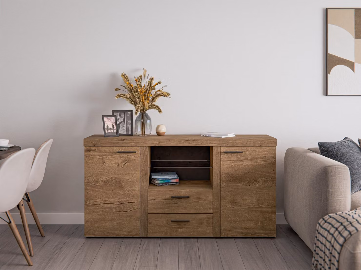 AX LIVING Cassettiera Spacoro 2T2S Moderna Rovere Lefkas