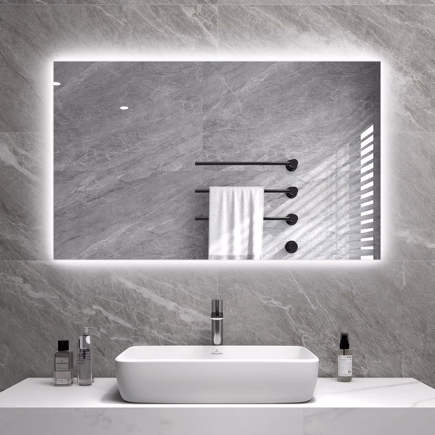 Radiatore a infrarossi a specchio con illuminazione a LED 60X100 580Watt