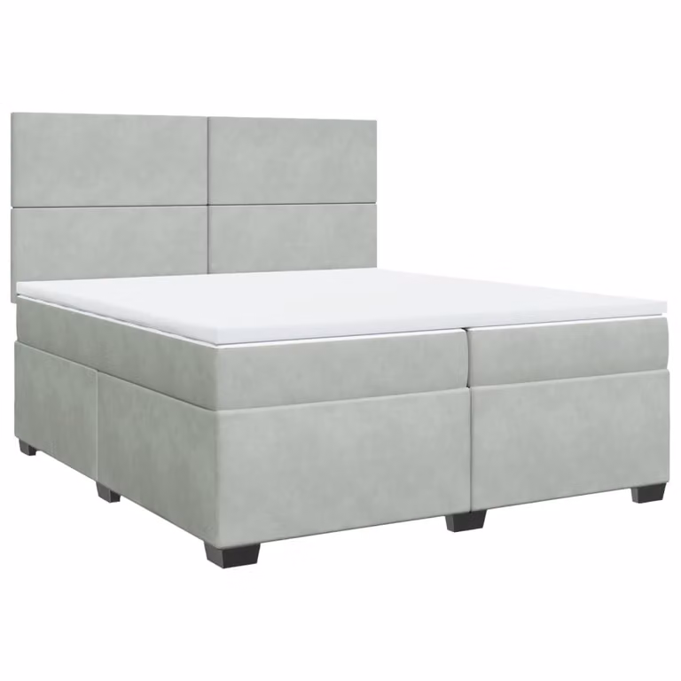 Giroletto a Molle con Materasso Grigio Chiaro 200x200cm Velluto