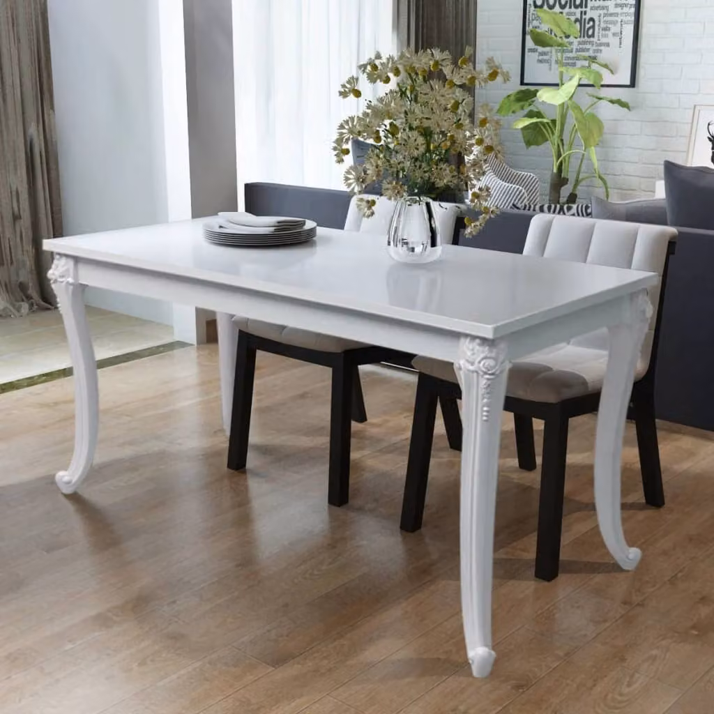 vidaXL Tavolo da pranzo 116 x 66 x 76 cm bianco lucido - Tavolo da pranzo - Tavoli da pranzo - Tavolo da sala da pranzo - Tavoli da sala da pranzo