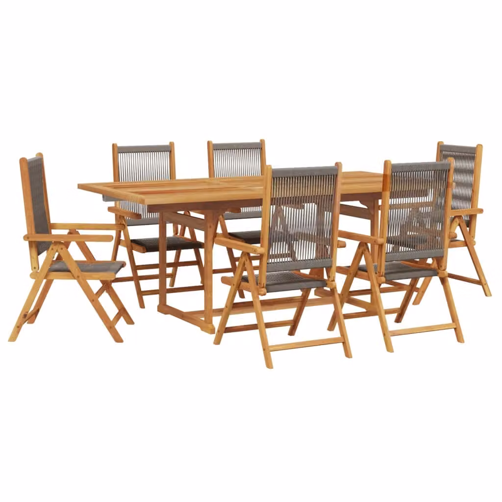 Set da Pranzo da Giardino 7 pz Polipropilene e Legno Massello