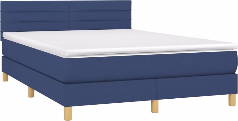 Giroletto a Molle con Materasso Blu 140x190 cm in Tessuto