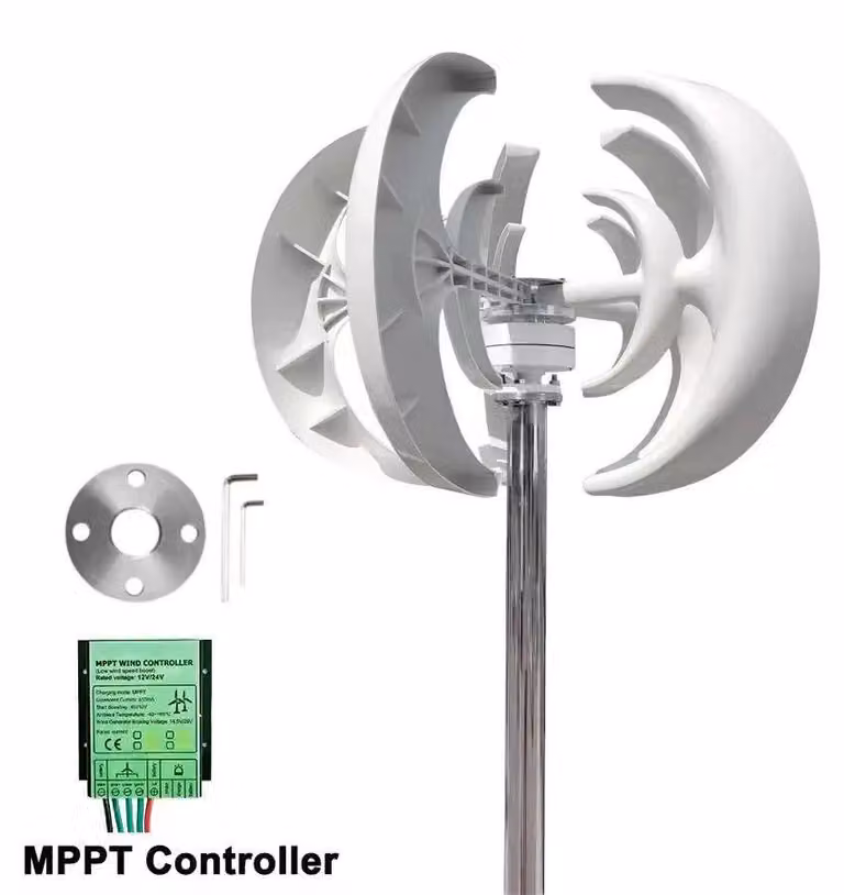 Turbina eolica da 3000W - Generatore eolico verticale - 48V AC, basso livello di rumore - Adatto per l'alimentazione domestica e l'accumulo di energia - Con controller incluso