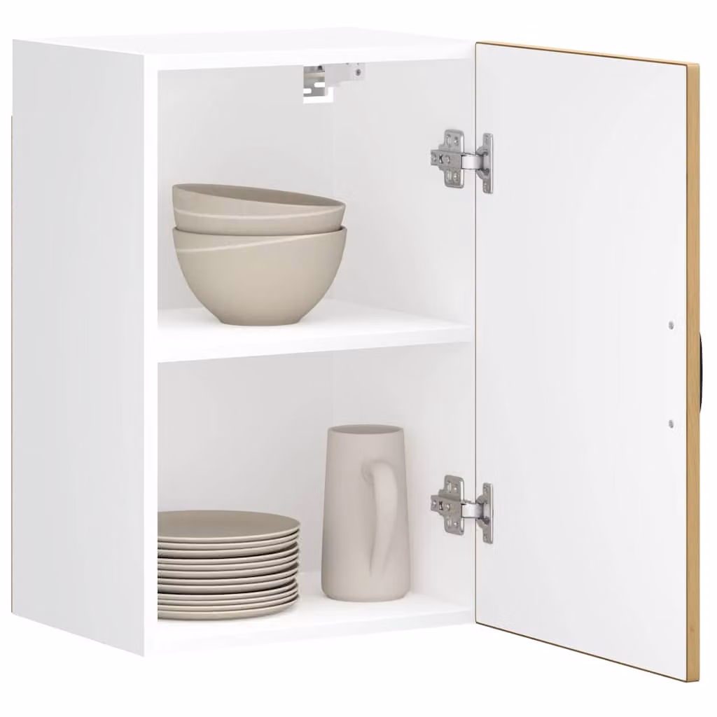 Pensile da cucina moderno vidaXL con ante in vetro, colore bianco e marrone, L: 60.0 cm, P: 31.0 cm, H: 40.0 cm