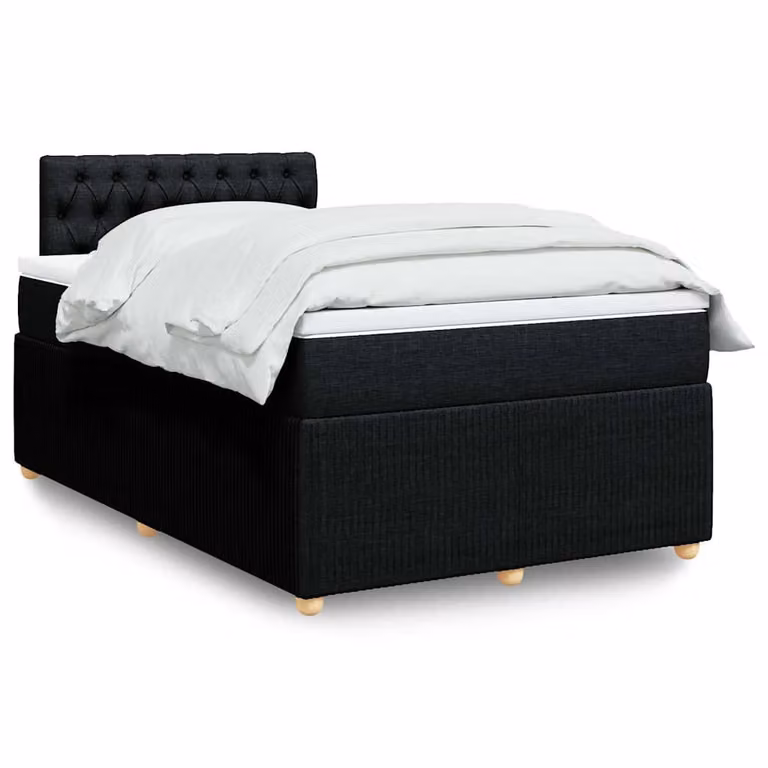 vidaXL Giroletto a Molle con Materasso Ibrido in Tessuto Nero L/P/H: 200 x 120 x 100,5 cm