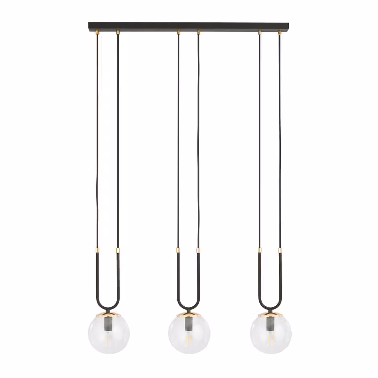 Lampadario Emibig 3xE14 40W GLAM 3 NERO/TRANSPARENTE 1114/3