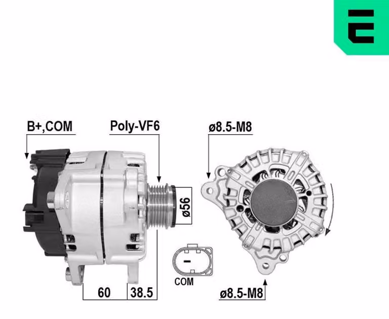 ERA 211038A Alternatore 180 A 12 V per AUDI A4 Avant (8K5, B8) A6 Avant (4G5, 4GD, C7) Q5 (8RB) A5 Sportback (8TA) A4 Berlina