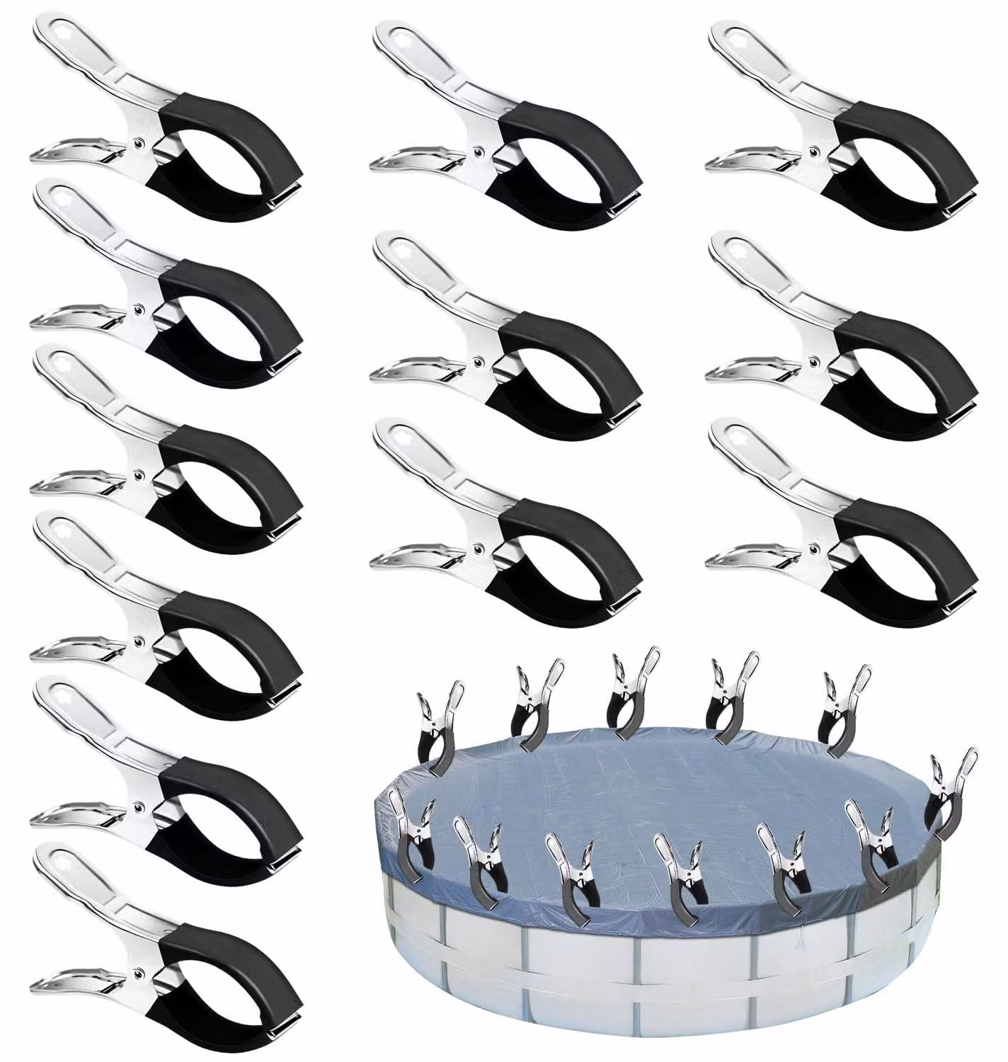 Solidchoice - Set di 12 morsetti metallici per coperture di piscine