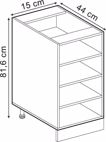 Scaffale da cucina Vicco R-Line Bianco 15 cm senza piano di lavoro, Model 54561