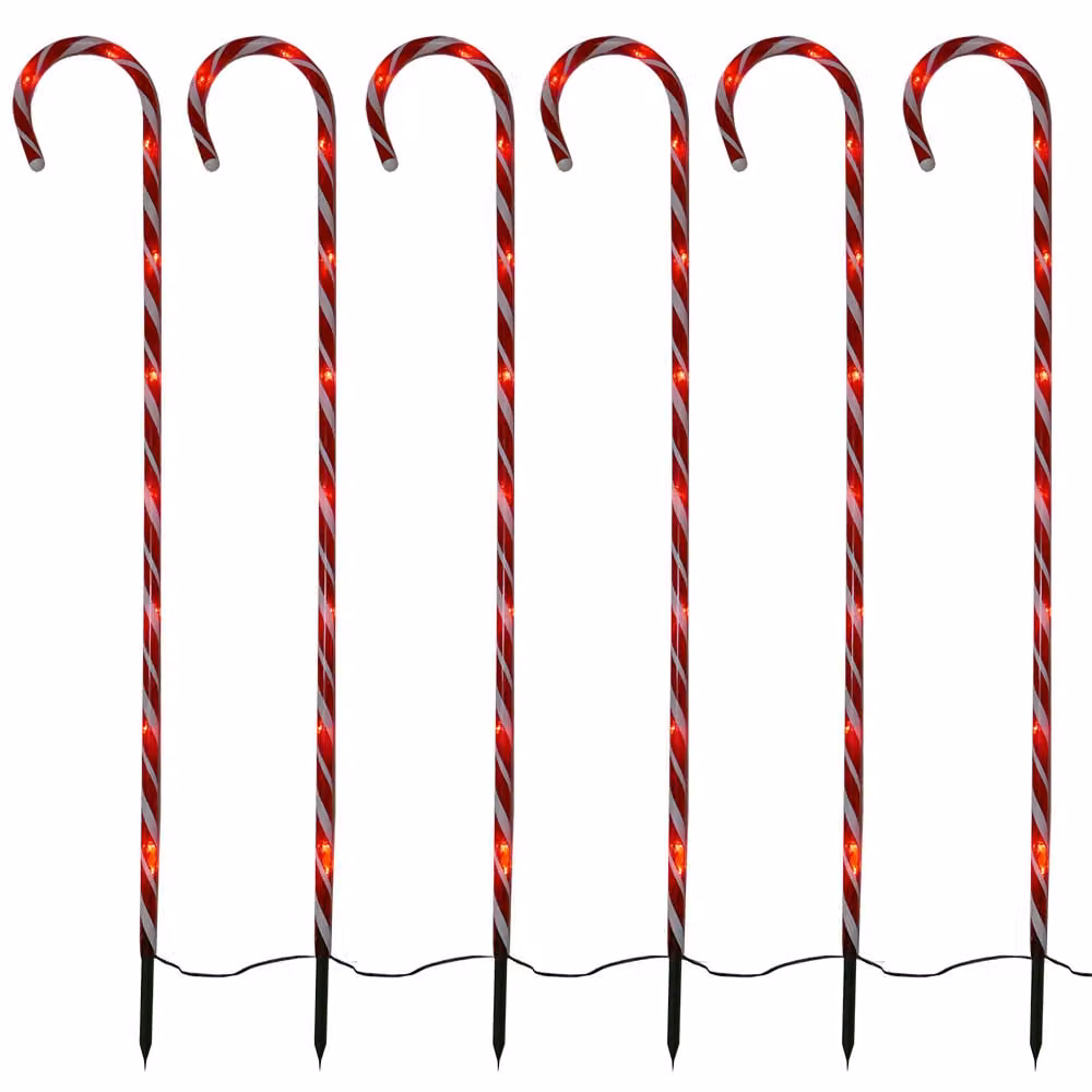 Set di 6 bastoncini di canna da zucchero 100 cm 10 LED ciascuno bastoncini da giardino rosso