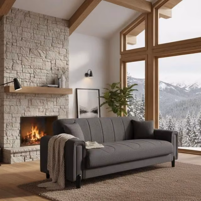 Papozze, Divano Letto 3 Posti Contenitore, 226x86 cm Nero Antracite