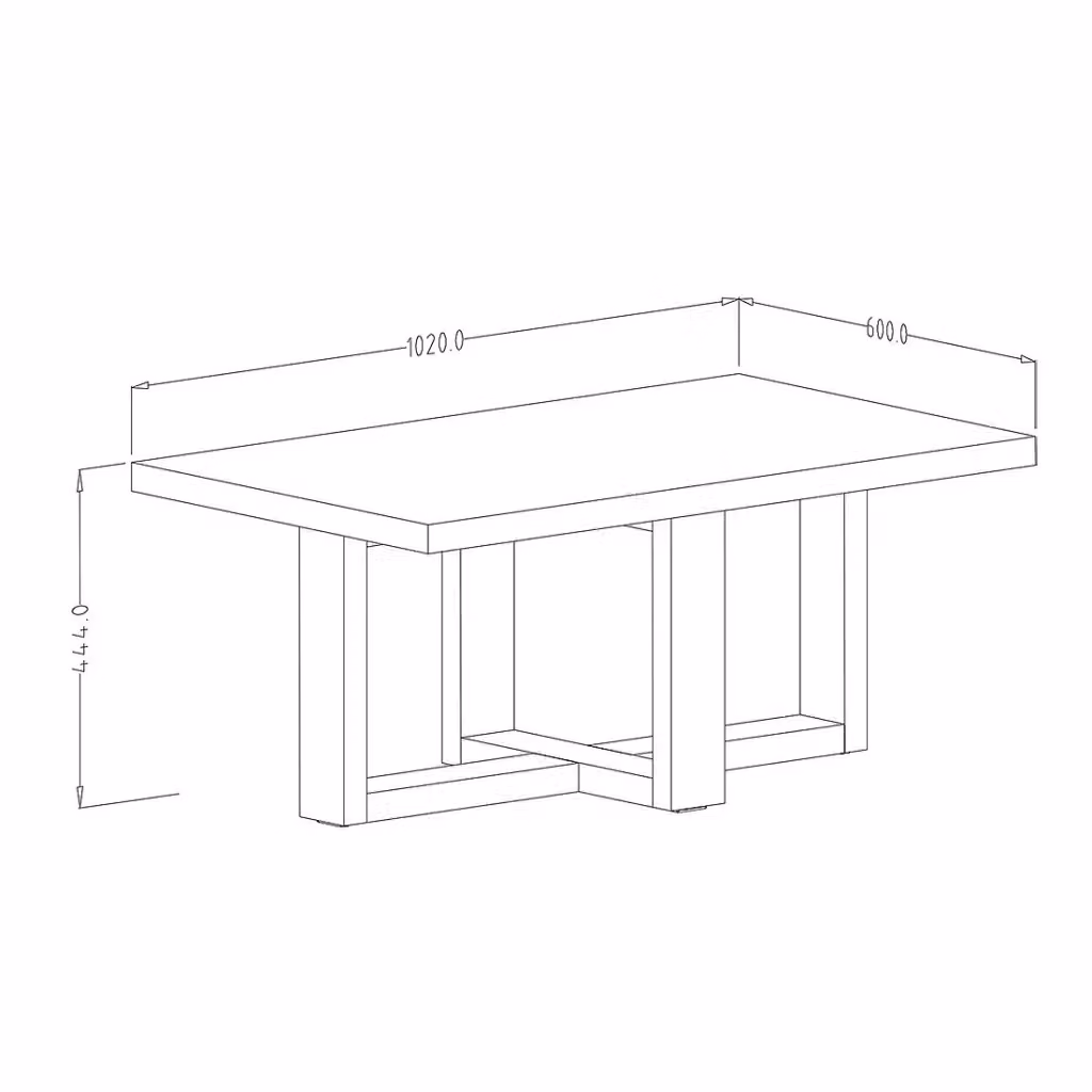 Tavolino basso rettangolare moderno Meublorama collezione COXI in finitura quercia e nero L/P/H: 126 x 60 x 44 cm – 2