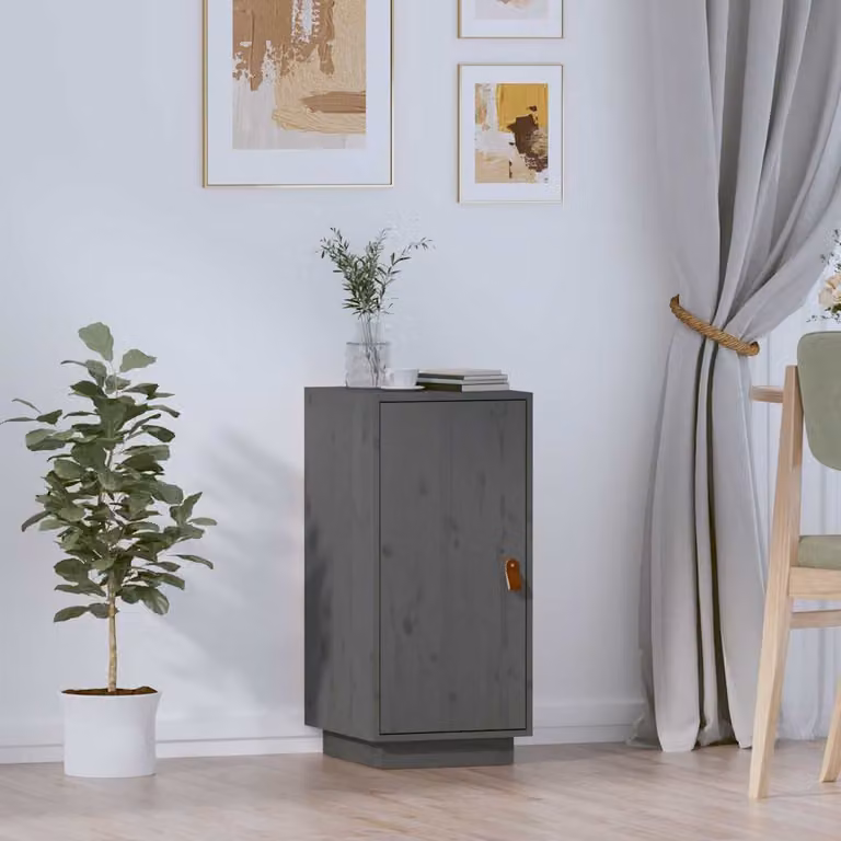 vidaXL Credenza in Legno di Pino Grigio Stile Rustico L/P/H: 34 x 40 x 75 cm