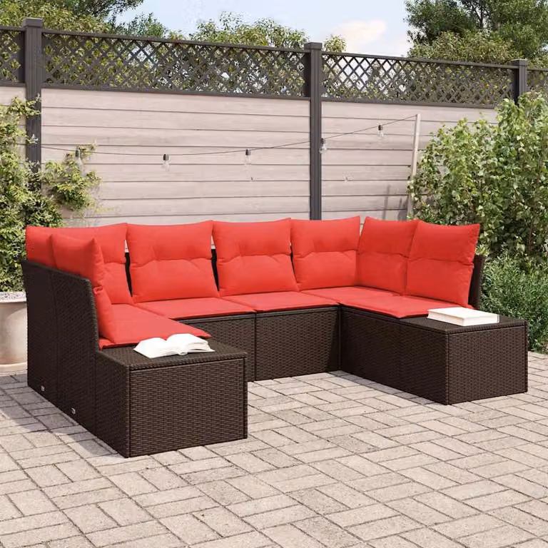 Maison Exclusive - Set da giardino con divano a 6 posti, color marrone, in rattan sintetico