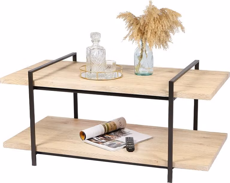 Tavolino collezione DARYL – Stile industriale, colore rovere e nero