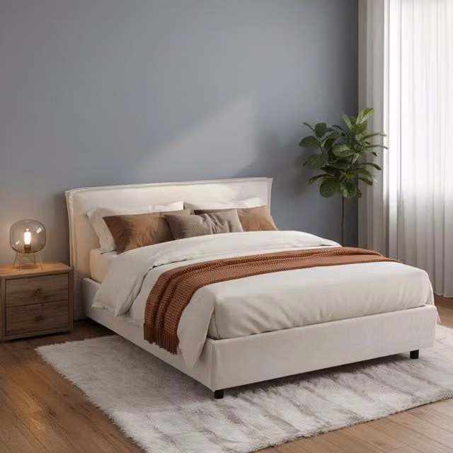 Letto Matrimoniale Bubbio DMORA Beige L 160 x P 200 cm – 1