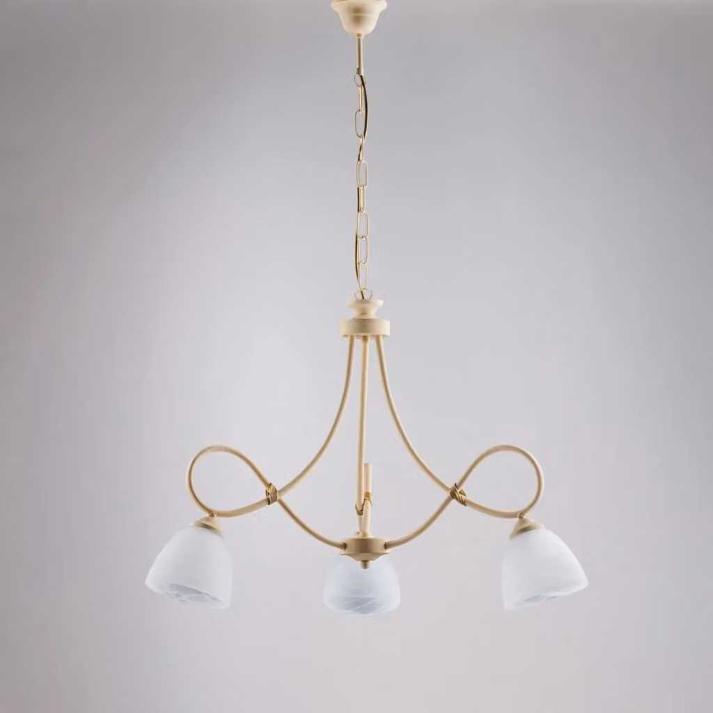 Lampadario a sospensione BeLight moderno in metallo e vetro beige e bianco con altezza regolabile – 2