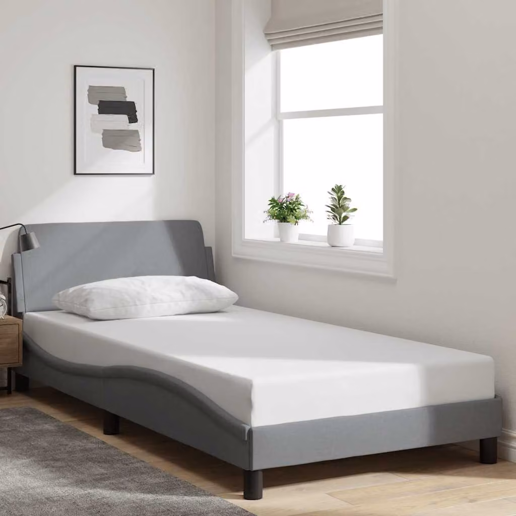 Giroletto vidaXL Dover Grigio con Struttura Imbottita e Doghe in Legno L/P/H: 100 x 200 x 208 cm