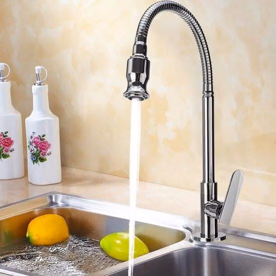 Rubinetto da bagno a 360 gradi con braccio, a un braccio, per acqua fredda, flessibile, adatto per uso esterno