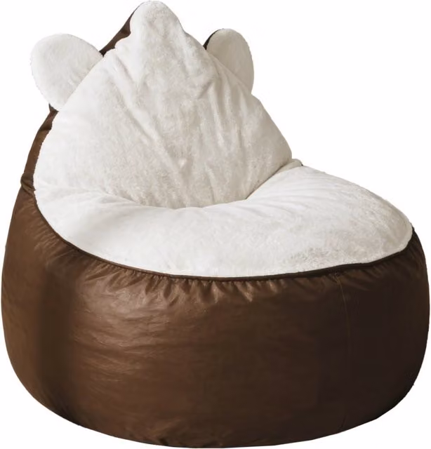 Poltrona relax 100x100x94 cm marrone in tessuto morbido， forma orso per lettura e relax