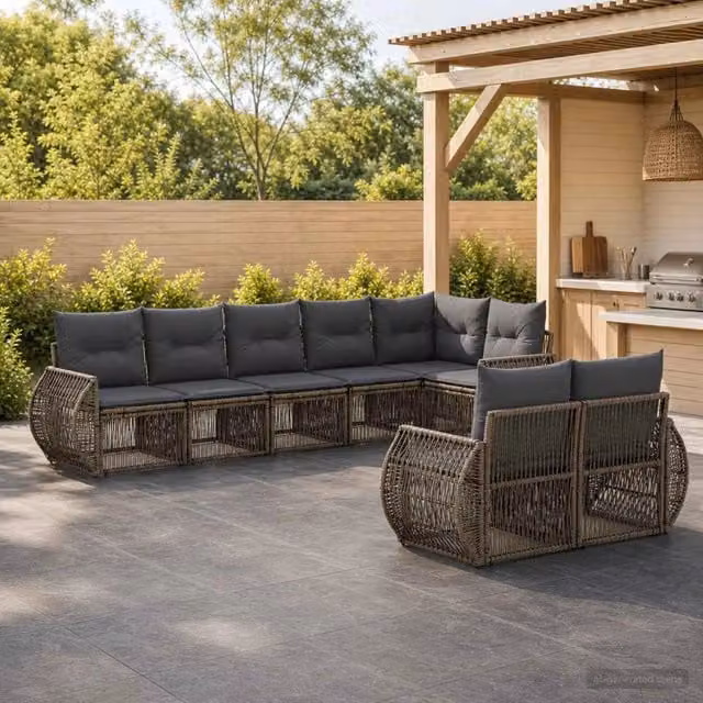 Set Divano da Giardino 8 pz Grigio e Grigio Scuro polyrattan 3435479