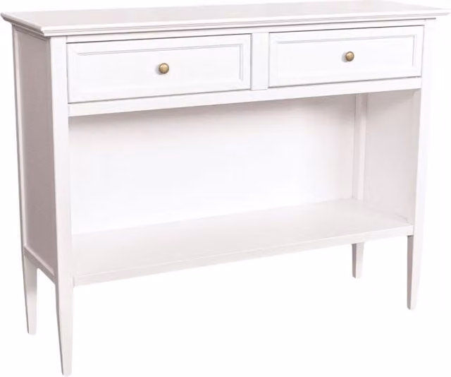 Madia credenza shabby chic in legno bianco con 2 cassetti e 1 vano a giorno Mobili 2G L/P/H: 110 x 35 x 83 cm