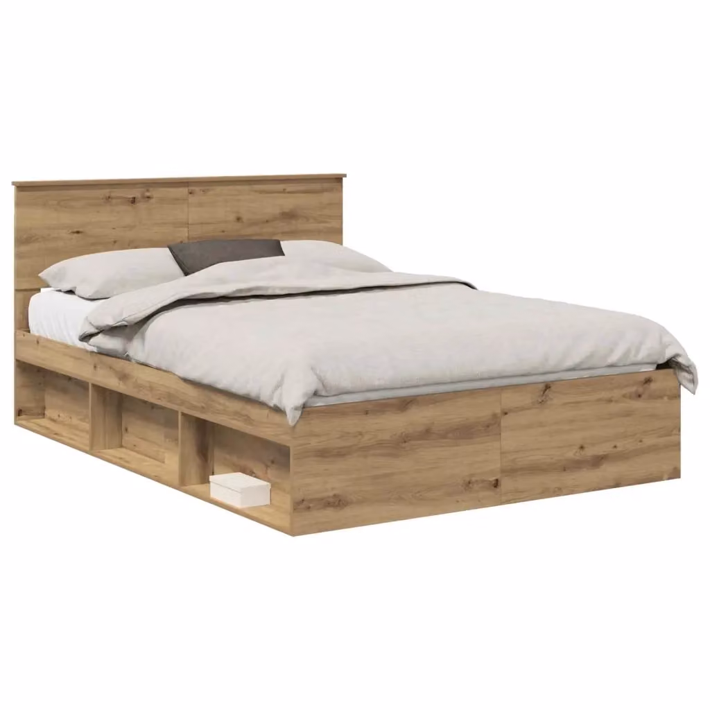 Giroletto artigianale in legno Rovere marrone con doghe fisse L/P/H: 140 x 190 x 90 cm – 2