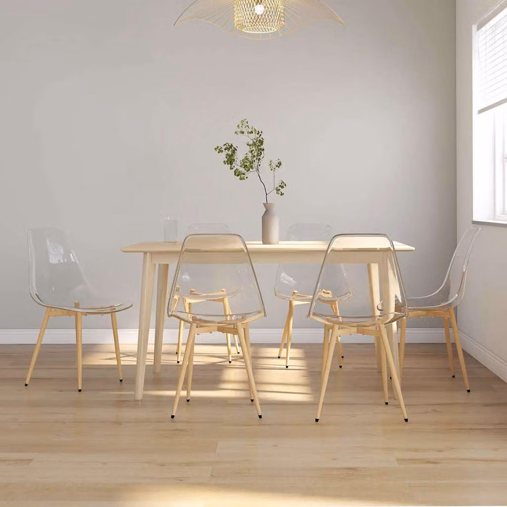 Set di 6 sedie da pranzo moderne vidaXL in PET trasparente con struttura in metallo