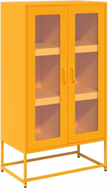 Credenza Buffet da pranzo moderna in metallo Giallo Senape L: 68 cm, P: 39 cm, H: 123 cm
