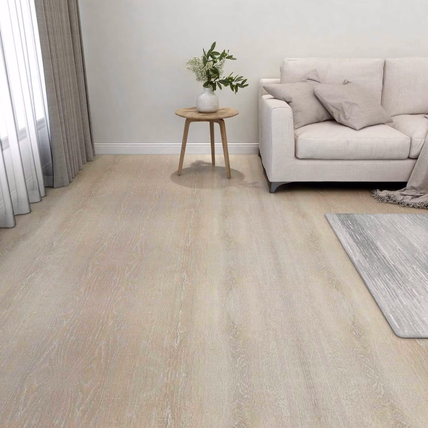 vidaXL Piastrelle in PVC Autoadesive Beige per Pavimento Moderno, 5,11 m², 55 Pezzi