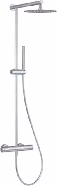 Colonna doccia rigida Remer con miscelatore esterno e doccino in acciaio inox spazzolato color argento H: 118 cm