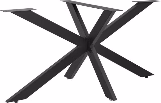 Gamba per tavolo Oberau DIY in acciaio inossidabile con tappi protettivi, nero opaco, L 150 cm x P 78 cm x H 71 cm – 1