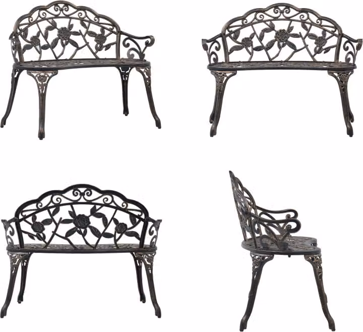 vidaXL Panca da giardino 100 cm in fusione di alluminio color bronzo - Panca da giardino - Panca da giardino - Panca da patio - Panche da patio