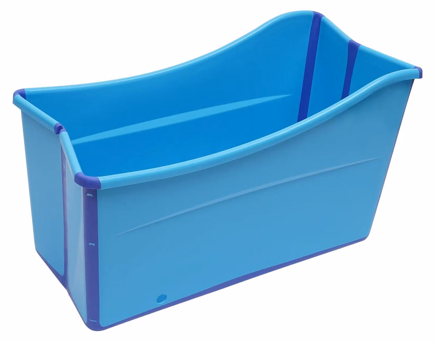 Vasca da bagno pieghevole portatile - Vasca da bagno per adulti e bambini - 100 cm - Tubo di scarico da 1 metro con morsetti - Autoportante, realizzata in PP + TPE - Colore blu