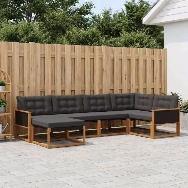 Set di divani da esterno 8 pz Naturale e Nero 3381608
