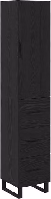 Credenza Buffet da pranzo moderna in legno multistrato Rovere e Nero L/P/H: 34,5 x 34 x 180 cm