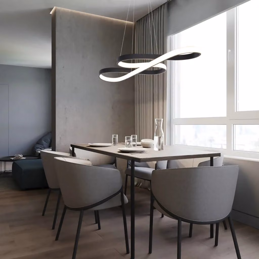 Lampada a sospensione LED ZMH nera moderna con telecomando e regolazione intensità dimmerabile per sala da pranzo e soggiorno – 2