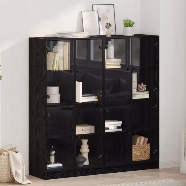 Credenza 2 pz Rovere Nero 68 x 37 x 142 cm Legno ingegnerizzato 3402646