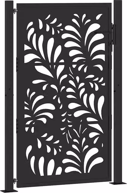 Cancello da giardino nero 100x150 cm in acciaio design ondulato CFW7476674
