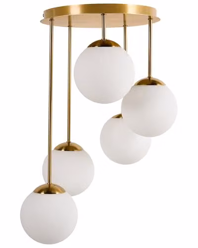 Beliani Lampadario a 5 luci con paralume moderno ottone