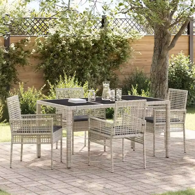Set da Pranzo per Giardino 5 pz Grigio chiaro polyrattan 3334897