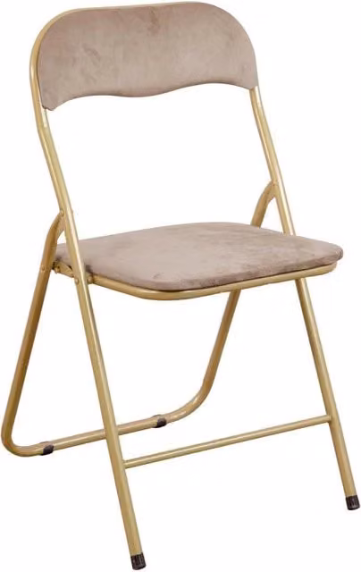 Set di 6 sedie pieghevoli Cynthia Casa Collection in velluto beige con struttura in metallo oro