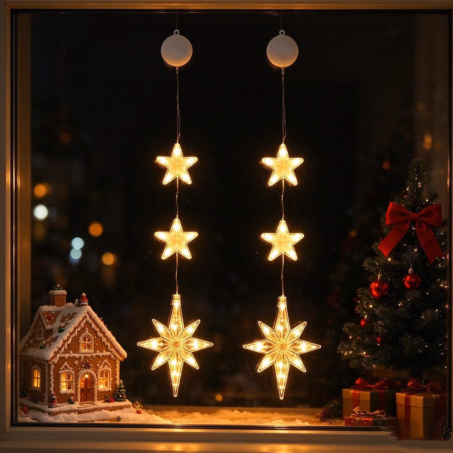 Illuminazione natalizia a LED, 2 pezzi, luce calda, cavo da 90 cm