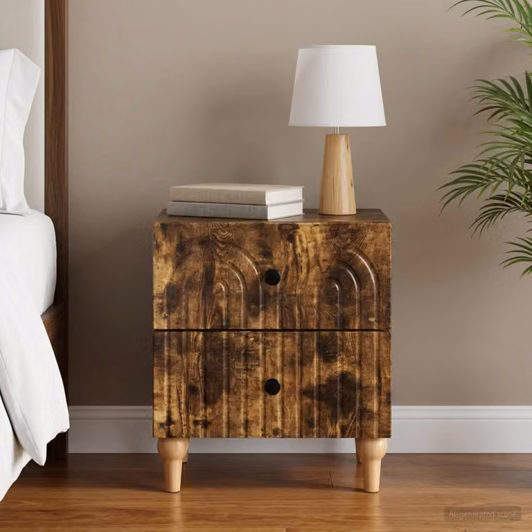 vidaXL Armadio da Notte con Cassetto Moderno Rovere Fumo Marrone L: 43 cm, P: 34,5 cm, H: 48 cm