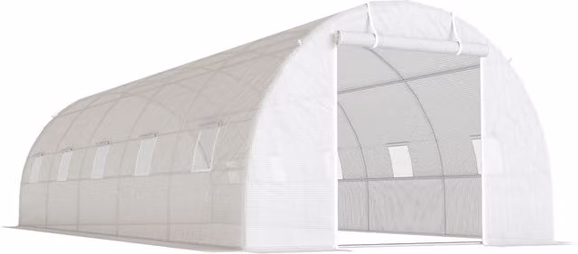 Outsunny Serra a Tunnel in Acciaio e Plastica Bianca, L: 8 m, P: 3 m, H: 2 m – 1
