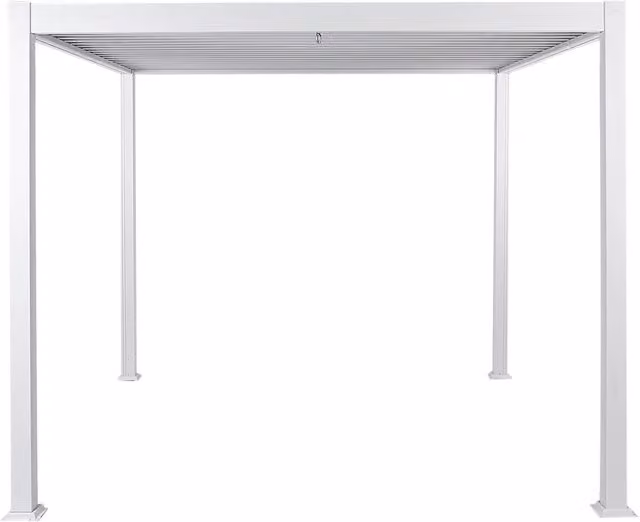 Pergola BELIANI in metallo e alluminio bianco per giardino e terrazza, stile moderno, L: 296 cm, P: 296 cm, H: 225 cm