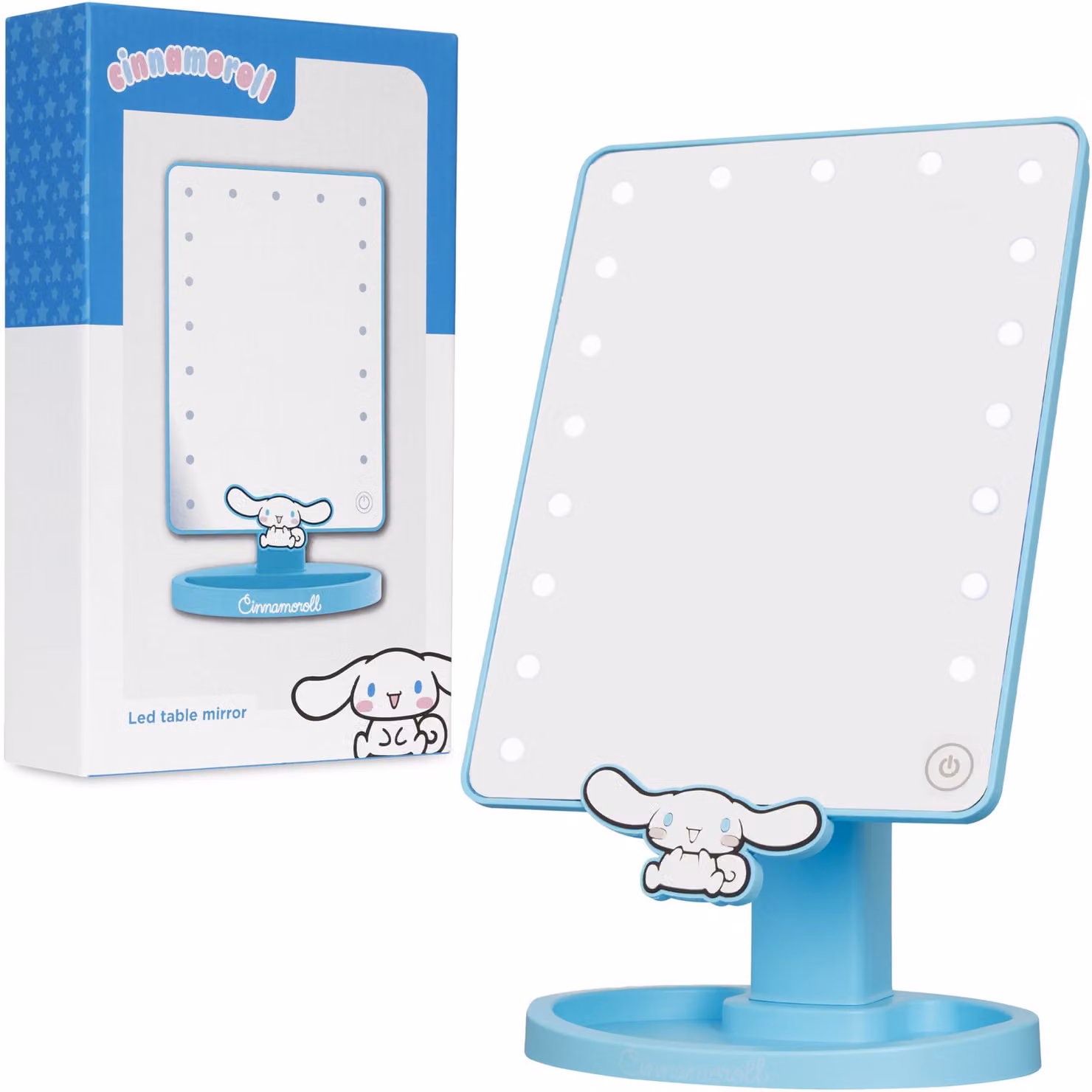 Specchio LED a forma di Cinnamoroll, specchio da trucco, 28 cm, alimentato a batteria